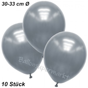 Premium Metallic Luftballons, Silber, 30-33 cm, 10 Stück