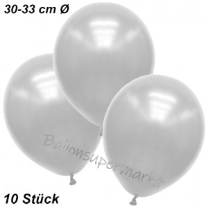 Premium Metallic Luftballons, Weiß, 30-33 cm, 10 Stück