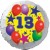 Luftballon aus Folie, 13. Geburtstag, Luftballons und Sterne Zahl 13, ohne Helium