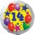 Luftballon aus Folie, 14. Geburtstag, Luftballons und Sterne Zahl 14, ohne Helium