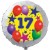 Luftballon aus Folie mit Helium, 17. Geburtstag, Sterne und Luftballons