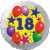 Luftballon aus Folie, 18. Geburtstag, Luftballons und Sterne Zahl 18, ohne Helium