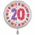 Luftballon aus Folie, 20. Geburtstag, Happy Birthday, weiss, ohne Helium
