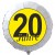 Luftballon aus Folie mit Helium, 20. Geburtstag, schwarz-gelb, "20 Jahre"