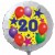 Luftballon aus Folie mit Helium, 20. Geburtstag, Sterne und Luftballons