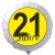 Luftballon aus Folie mit Helium, 21. Geburtstag, schwarz-gelb, "21 Jahre"