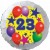 Luftballon aus Folie, 23. Geburtstag, Luftballons und Sterne Zahl 23, ohne Helium