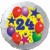 Luftballon aus Folie, 24. Geburtstag, Luftballons und Sterne Zahl 24, ohne Helium
