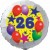 Luftballon aus Folie, 26. Geburtstag, Luftballons und Sterne Zahl 26, ohne Helium