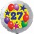 Luftballon aus Folie, 27. Geburtstag, Luftballons und Sterne Zahl 27, ohne Helium
