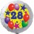 Luftballon aus Folie, 28. Geburtstag, Luftballons und Sterne Zahl 28, ohne Helium