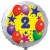Luftballon aus Folie mit Helium, 2. Geburtstag, Sterne und Luftballons