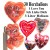 Midi-Set 6, 30 Herzballons aus Folie, I Love You, 3 Liter Helium