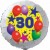Luftballon aus Folie, 30. Geburtstag, Luftballons und Sterne Zahl 30, ohne Helium