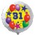 Luftballon aus Folie mit Helium, 31. Geburtstag, Sterne und Luftballons