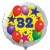 Luftballon aus Folie mit Helium, 32. Geburtstag, Sterne und Luftballons