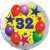 Luftballon aus Folie, 32. Geburtstag, Luftballons und Sterne Zahl 32, ohne Helium