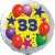 Luftballon aus Folie, 33. Geburtstag, Luftballons und Sterne Zahl 33, ohne Helium
