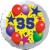 Luftballon aus Folie, 35. Geburtstag, Luftballons und Sterne Zahl 35, ohne Helium
