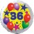 Luftballon aus Folie, 36. Geburtstag, Luftballons und Sterne Zahl 36, ohne Helium