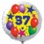 Luftballon aus Folie mit Helium, 37. Geburtstag, Sterne und Luftballons