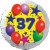 Luftballon aus Folie, 37. Geburtstag, Luftballons und Sterne Zahl 37, ohne Helium