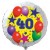 Luftballon aus Folie mit Helium, 40. Geburtstag, Sterne und Luftballons