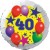 Luftballon aus Folie, 40. Geburtstag, Luftballons und Sterne Zahl 40, ohne Helium