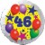 Luftballon aus Folie, 46. Geburtstag, Luftballons und Sterne Zahl 46, ohne Helium