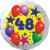 Luftballon aus Folie, 48. Geburtstag, Luftballons und Sterne Zahl 48, ohne Helium