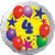 Luftballon aus Folie, 4. Geburtstag, Luftballons und Sterne Zahl 4, ohne Helium