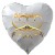 Goldene Hochzeit, weißer Herzballon aus Folie mit Helium, 50 Jahre mit Namen der Brautleute und Hochzeitsdaten