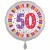 Luftballon aus Folie, 50. Geburtstag, Happy Birthday, weiss, ohne Helium