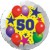 Luftballon aus Folie, 50. Geburtstag, Luftballons und Sterne Zahl 50, ohne Helium