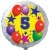 Luftballon aus Folie mit Helium, 5. Geburtstag, Sterne und Luftballons