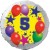Luftballon aus Folie, 5. Geburtstag, Luftballons und Sterne Zahl 5, ohne Helium