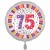 Luftballon aus Folie, 75. Geburtstag, Happy Birthday, weiss, ohne Helium