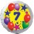 Luftballon aus Folie, 7. Geburtstag, Luftballons und Sterne Zahl 7, ohne Helium