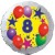 Luftballon aus Folie, 8. Geburtstag, Luftballons und Sterne Zahl 8, ohne Helium