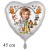Fotoballon, weißer Herzluftballon aus Folie, Zootiere, mit dem Foto des Geburtstagskindes zum Kindergeburtstag. Inklusive Helium