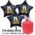 Silvester Dekoration, 20 Luftballons, schwarze Sterne, 2024, Frohes Neues Jahr, mit 2,2 L Helium-Einweg