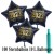 Maxi-Set Silvester, 2023 - Feuerwerk, 100 Sternballons aus Folie (Schwarz) mit Helium