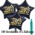 Maxi-Set Silvester, 2027 - Happy New Year, 100 Sternballons aus Folie (Schwarz) mit Helium