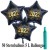 Midi-Set Silvester, 2022 - Feuerwerk, 50 Sternballons aus Folie (Schwarz) mit Helium