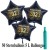 Midi-Set Silvester, 2023 - Feuerwerk, 50 Sternballons aus Folie (Schwarz) mit Helium
