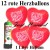 Herzluftballons Super-Mini-Set, 12 rote Hochzeitsballons Just Married mit Helium