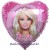 Luftballon Barbie mit Diadem, Herz-Folienballon mit Ballongas
