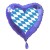 Luftballon Bayrische Rauten, Deko-Folienballon, Herz, blau mit Ballongas