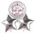 Geschenkidee zu Silvester, Bouquet aus 3 Folien-Luftballons, 1 x "Frohes Neues Jahr 2025" und 2 silberne Sterne