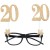 Party-Brille Gold Glitter, Zahl 20 zum 20. Geburtstag